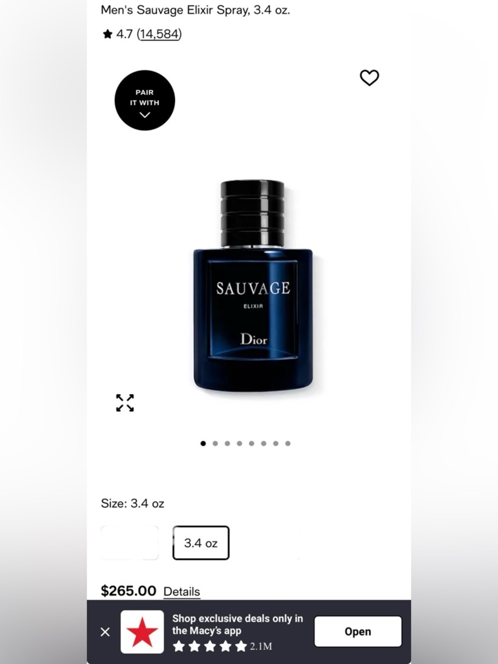 New Sauvage Elixir by Dior Mens Cologne